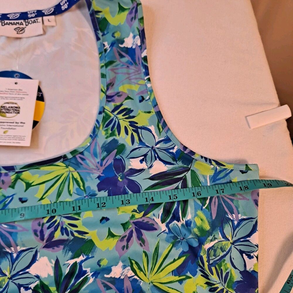 Banana Boat Women's Maxi Dress Size L Tropical Cruise Vacation UPF 50+ Ruched - Picture 7 of 8